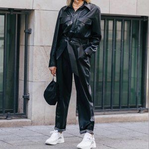 Nanushka Asthon long-sleeve Leather-esque Jumpsuit